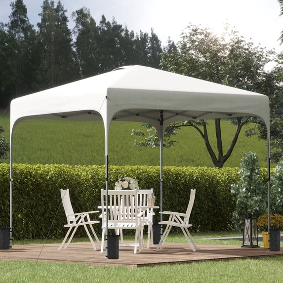 Outsunny 10' x 10' Pop Up Canopy Tent with Wheeled Carry Bag and Sand Bags