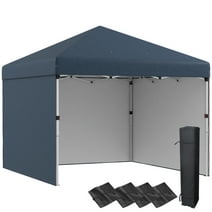 Outsunny 10' x 10' Pop Up Canopy with 3 Sidewalls and Carry Bag, Navy Blue
