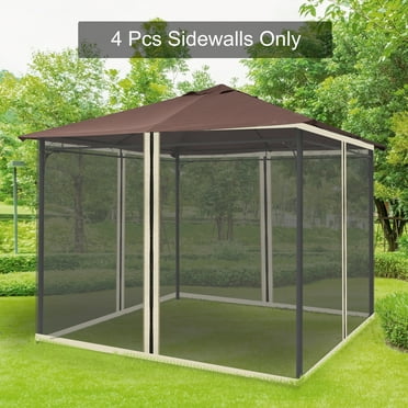 Outsunny 10' x 10' Replacement Mesh Sidewall Netting for Patio Gazebos and Canopy Tents with Zippers (Sidewall Only), Cream