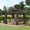 thumbnail image 1 of Outsunny 10' x 12' Hardtop Gazebo, Permanent Metal Double Roof, 1 of 10