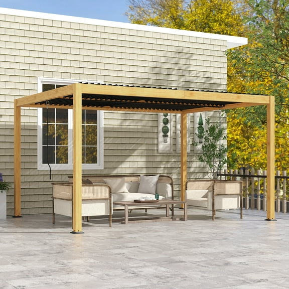Outsunny 10' x 13' Louvered Pergola with Adjustable Roof, Aluminum Hardtop Gazebo for Patio, Deck, Garden, Yard, Beach