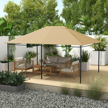 Outsunny 10' x 13' Gazebo Canopy Replacement, Patio Gazebo Roof with Top Vents for 84C-116, Khaki