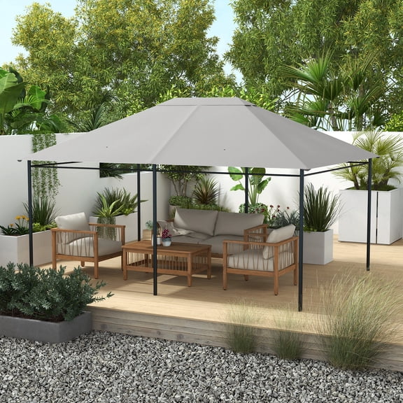 Outsunny 10' x 13' Gazebo Canopy Replacement, Patio Gazebo Roof with Top Vents for 84C-116, Light Gray