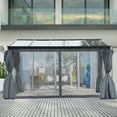 thumbnail image 1 of Outsunny 10' x 13' Outdoor Patio Gazebo with Sloping Polycarbonate Roof, Durable Aluminum Frame, & Netting Curtain, 1 of 8