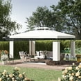 thumbnail image 1 of Outsunny 10' x 13' Patio Gazebo, Double Roof Outdoor Gazebo Canopy Shelter with Screen Decorate Corner Frame, for Garden, Lawn, Backyard and Deck, Cream White, 1 of 9