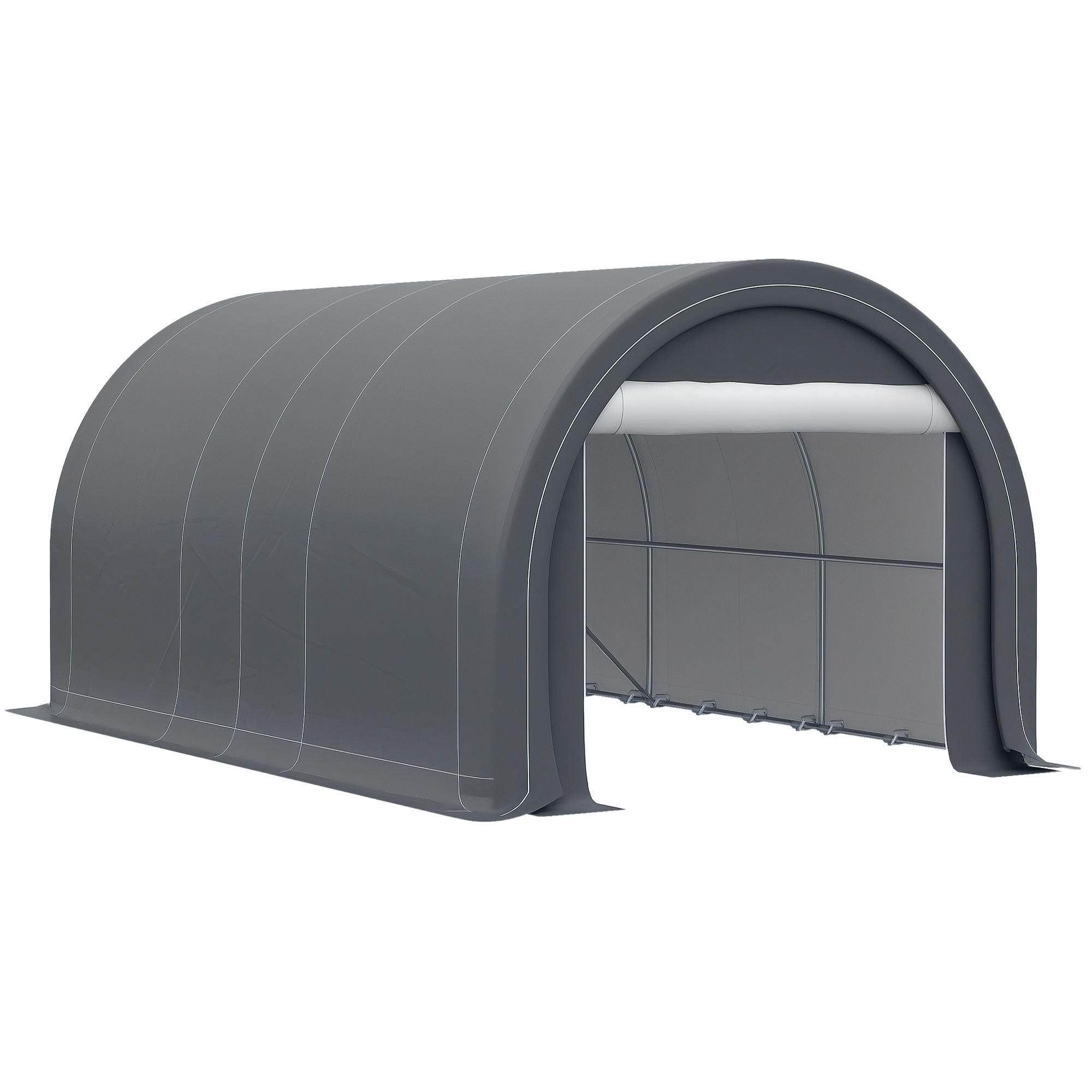 Outsunny 10' x 16' Carport, Heavy Duty Portable Garage Storage Tent with Galvanized Steel Frame and UV-Resistant PE Canopy, Gray Shelter for Car, Truck, Boat, or Garden Tools