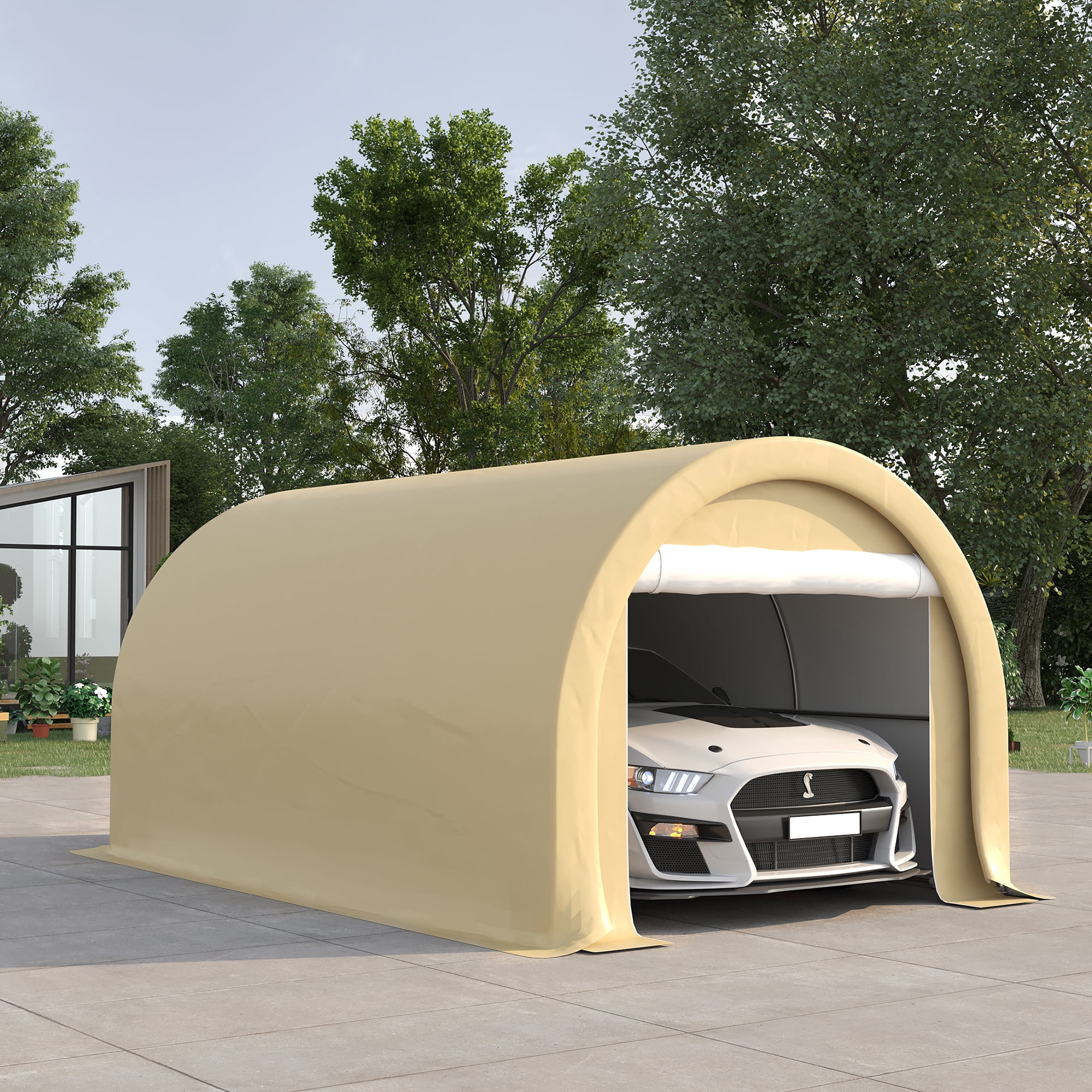 Outsunny Outdoor Car Shelter Canopy, 10' x 16' Anti-UV PE Portable ...