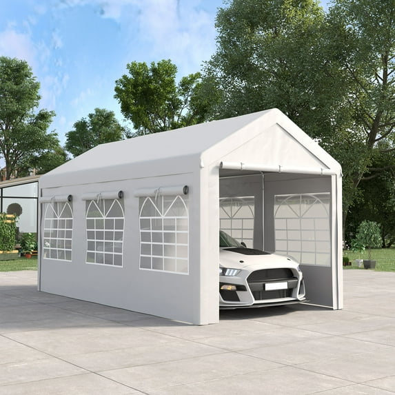 Outsunny 10’ x 20’ Adjustable Durable White Carport