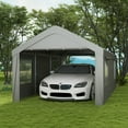 thumbnail image 1 of Outsunny 10' x 20' Carport Canopy, Heavy Duty w/ 4 Windows, 2 Doors, Gray, 1 of 9