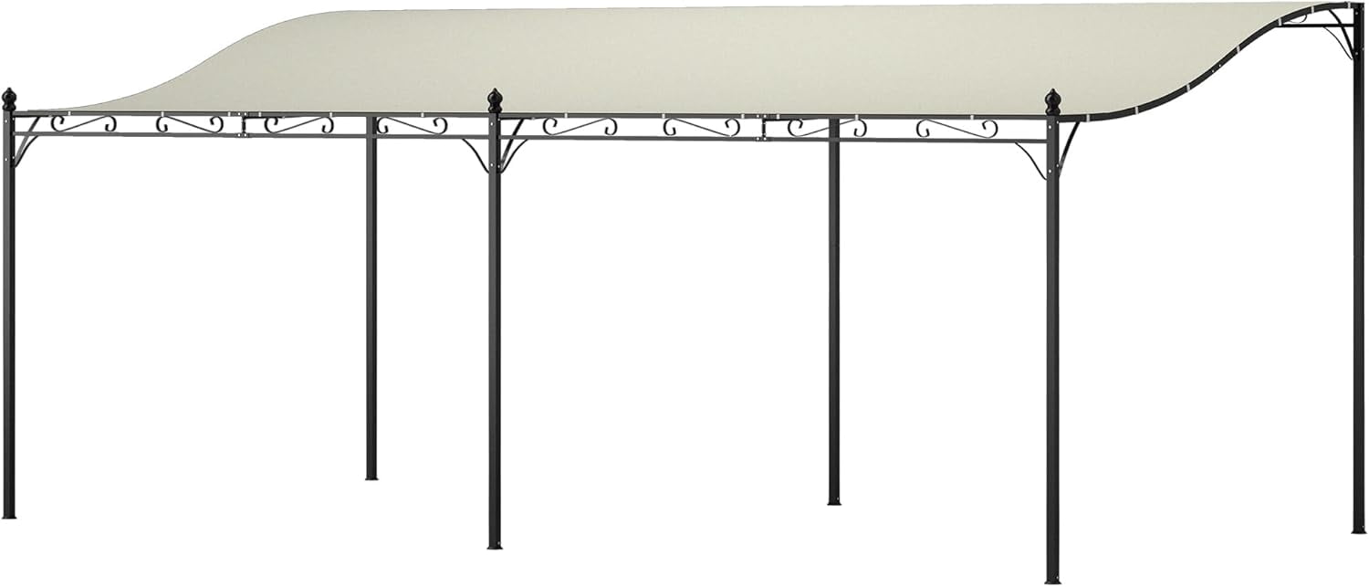 Outsunny 10' x 20' Outdoor Pergola Canopy, Wall-Mounted Metal Patio ...