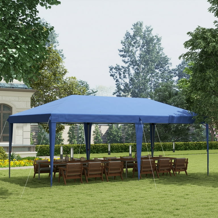 Outsunny Portable 10 x 20 Pop Up Canopy Tent for Outdoor Events Parties Weddings Blue with Carry Bag Walmart