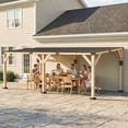 thumbnail image 1 of Outsunny 10' x 20' Wooden Gazebo, Hardtop Lean-to Gazebo Pergola with Galvanized Steel Sloped Roof, Large Heavy Duty Awning, Light Walnut, 1 of 9