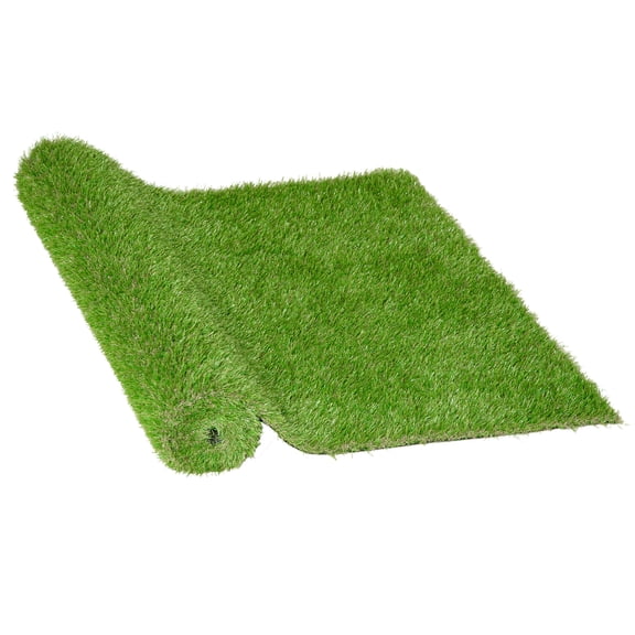 Outsunny 10' x 3' Artificial Turf Grass with Simulated Look & Feel UV Protection, & Drain Holes for Rain, 1.25" Height