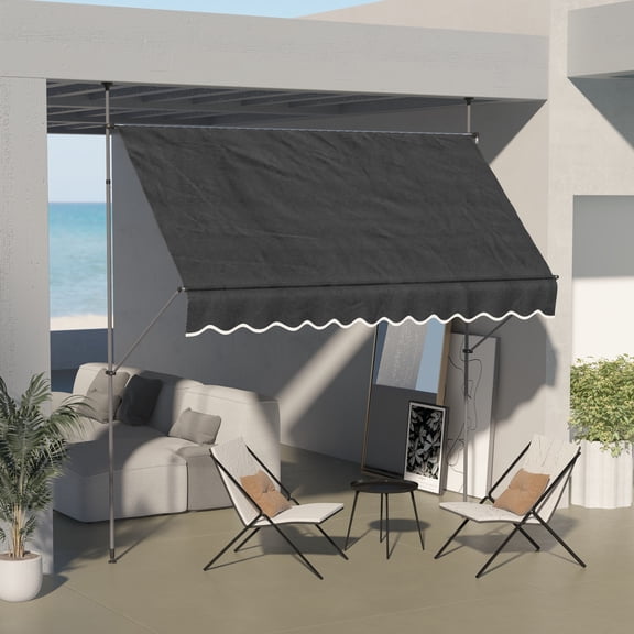 Outsunny 10' x 4' Retractable Awning, Non-Screw, Black
