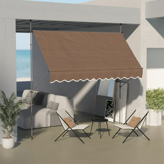 Outsunny 10' x 4' Retractable Awning, Non-Screw, Coffee