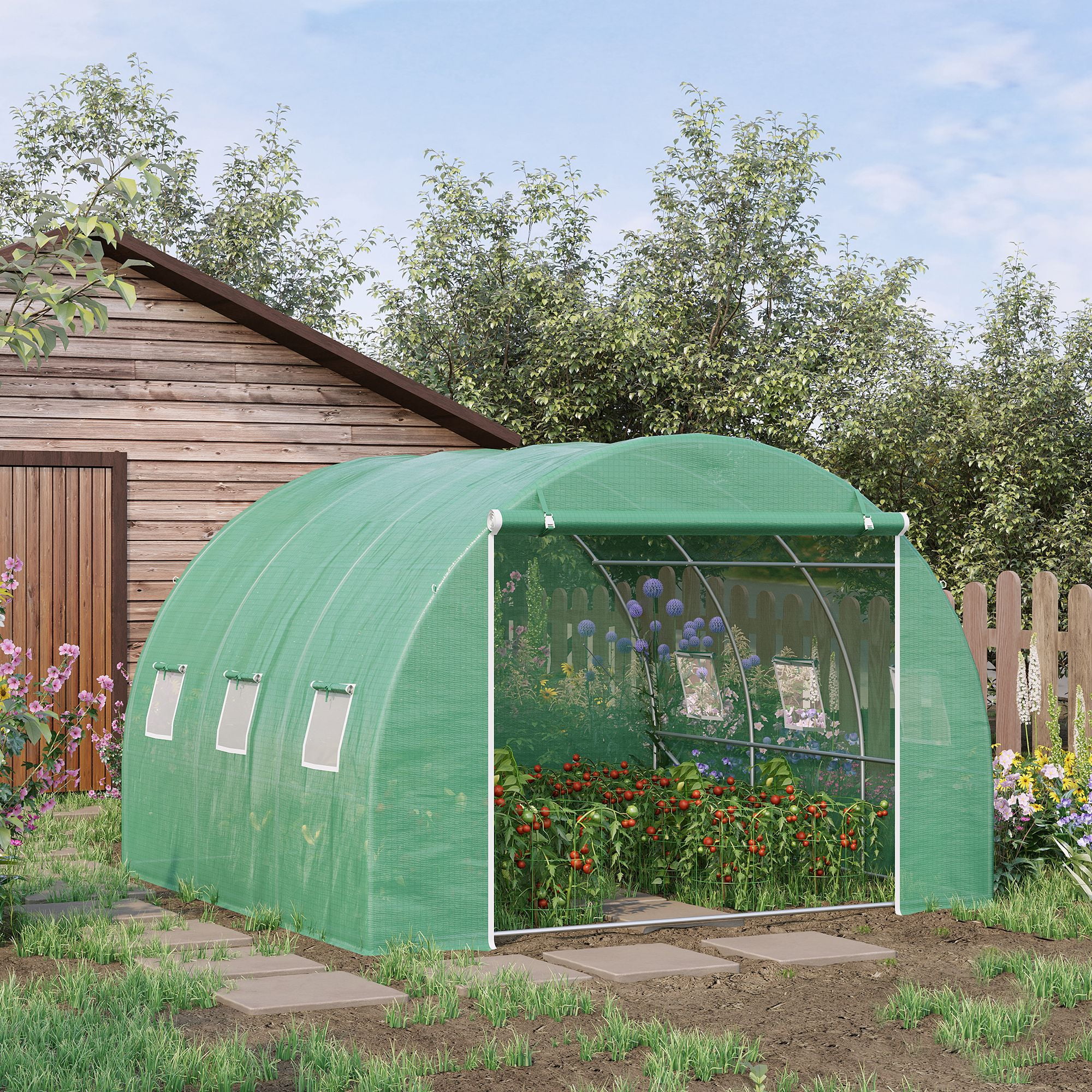 Outsunny Garden Hobby Greenhouse 10'x10'x6.5', Steel Frame Outsunny Garden Hobby Greenhouse 10'x10'x6.5', Steel Frame