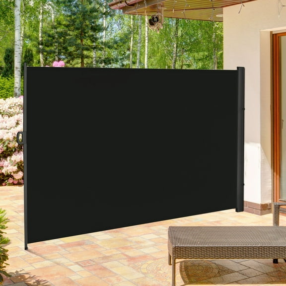 Outsunny 10' x 7' Retractable Privacy Screen Side Awning, Black