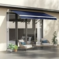 thumbnail image 1 of Outsunny 10' x 8' Blue Manually Retractable Patio Awning, UV Resistant, 1 of 10