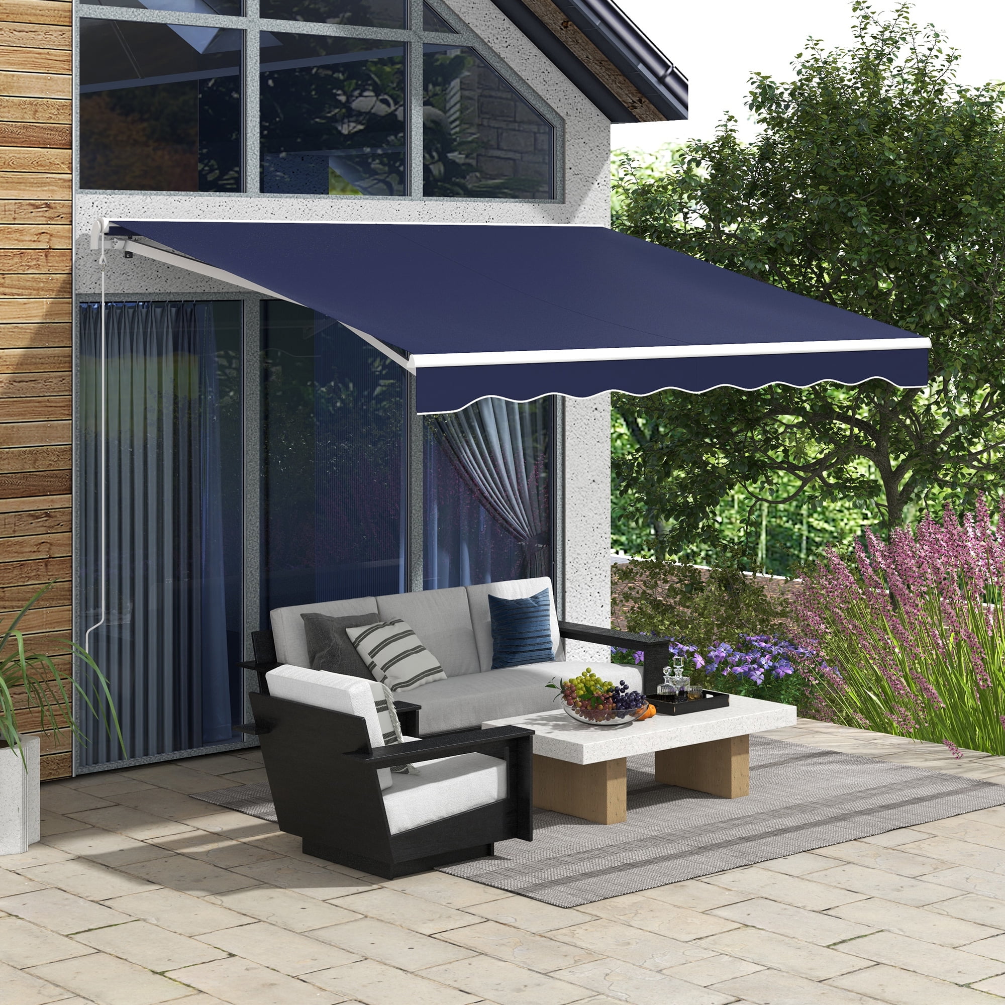 Outsunny 10' x 8' Dark Blue Motorized Retractable Awning