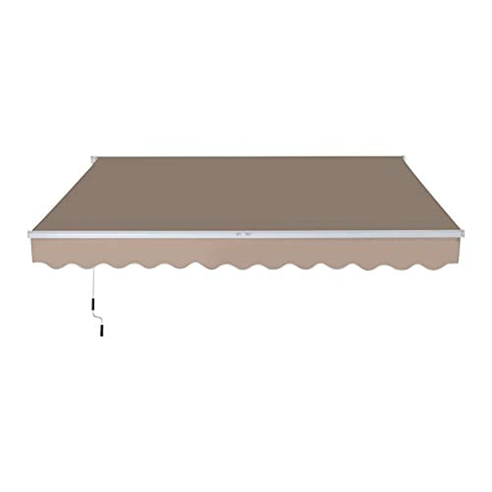 Beige 118'' Retractable Patio Awning with Aluminum Frame