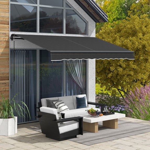 Outsunny 10' x 8' Patio Retractable Awning Sunshade Shelter, Dark Gray