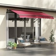 thumbnail image 1 of Outsunny 10' x 8' Retractable Awning, Patio Awnings, Sunshade Shelter w/ Manual Crank Handle, UV & Water-Resistant Fabric and Aluminum Frame for Deck, Balcony, Yard, Wine Red, 1 of 9