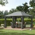 thumbnail image 1 of Outsunny 10'x13' Steel Frame Patio Gazebo, Canopy Shelter for Garden, Gray, 1 of 10