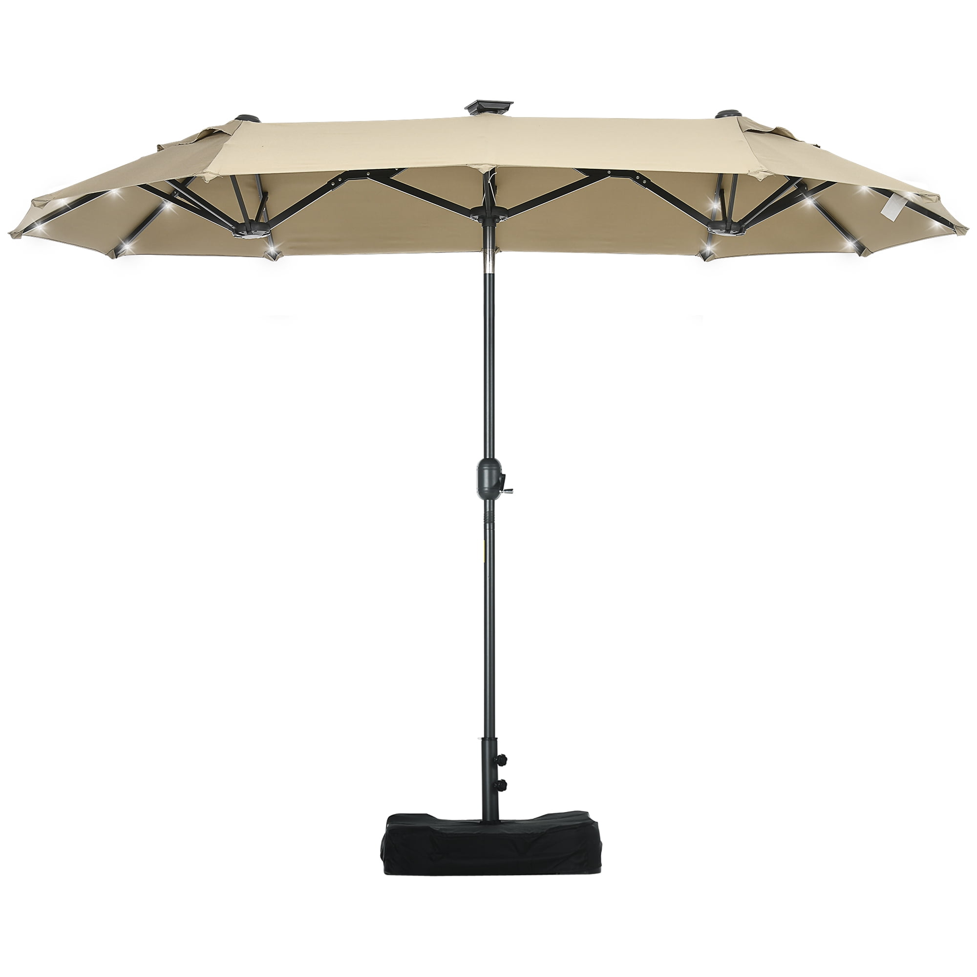 Outsunny 10ft DoubleSided Patio Umbrella with Solar Lights and Sandbag
