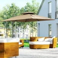 thumbnail image 1 of Outsunny 10ft Offset Patio Umbrella with Base, Cantilever Umbrella with Rotation, Easy Tilt, 8 Ribs, Crank, Cross Base, Cover, Strap, Coffee, 1 of 9