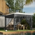 thumbnail image 1 of Outsunny 10' x 10' Pop Up Canopy Tent Foldable Gazebo with Netting, Wheeled Carry Bag and Sand Bags, Gray, 1 of 9