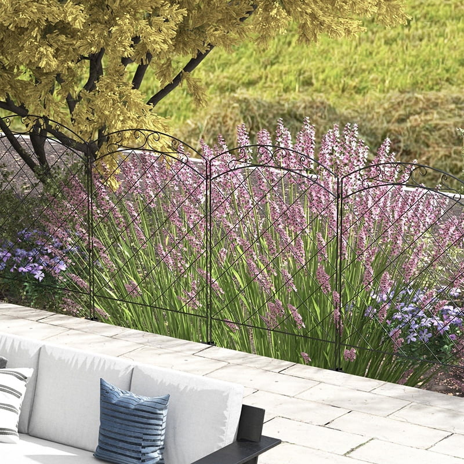 11.4' Black Steel Garden Fence Decorative Border