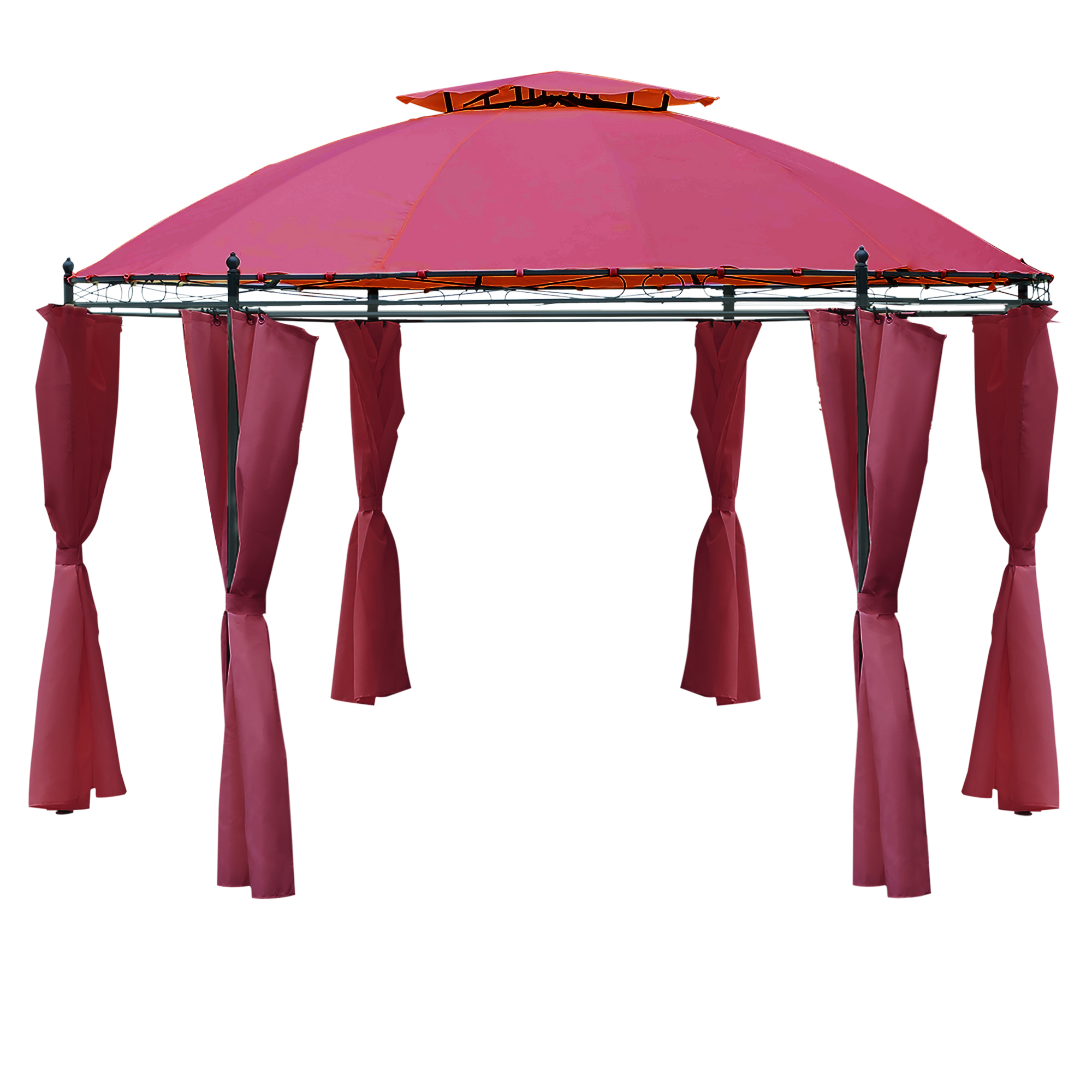OutsunnyÂ 11.5' Patio Gazebo, Outdoor Gazebo Canopy Shelter with Curtains, Romantic Round Double Roof, Solid Steel Frame for Garden, Lawn, Backyard and Deck, Wine Red - image 1 of 9