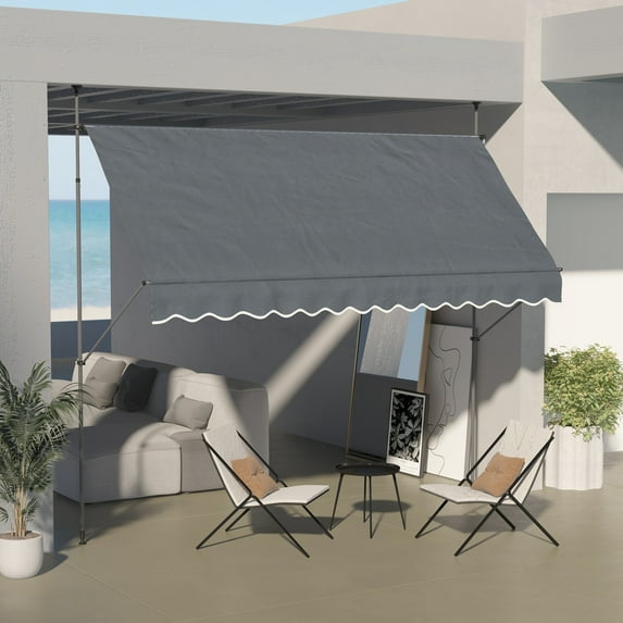 Outsunny 11.5' x 4' Retractable Awning, Non-Screw, Dark Gray