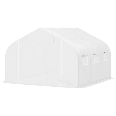 Outsunny 11’ x 10’ x 7’ Outdoor Portable Walk-In Tunnel Greenhouse with Windows - White