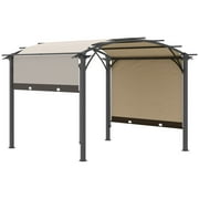 Outsunny 11' x 11' x 8' Beige Steel and Polyester Pergola