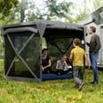thumbnail image 1 of Outsunny 11 x 11ft Pop Up Gazebo Screen Tent with Removable Roof Cover, 4 Roll-up Wind Panels for Camping, Patio, Backyard, Lawn, Dark Gray, 1 of 9