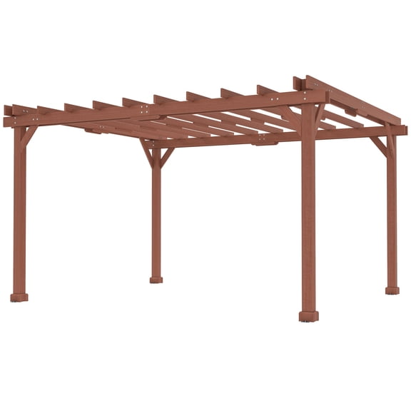 Outsunny 11' x 12.5' Outdoor Fir Wood Pergola with Grape Trellis, Brown Garden Gazebo with Crisscross Beams for Patio, Backyard, Deck, and Lawn Shaded Relaxation Area