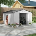 thumbnail image 1 of Outsunny 11' x 9' Metal Storage Shed Garden Tool House with Double Sliding Doors, 4 Air Vents for Backyard, Patio, Silver, 1 of 10