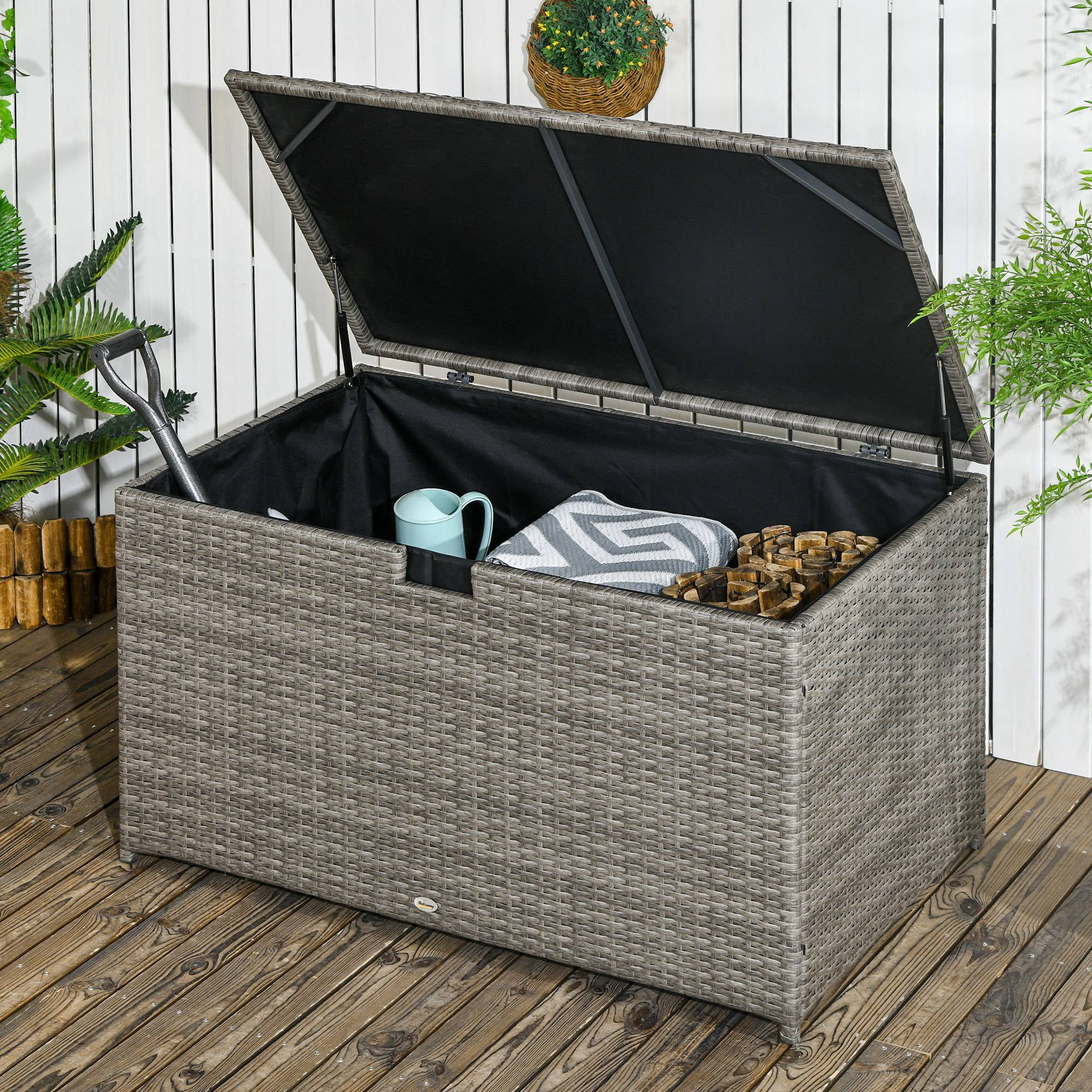 家具・インテリア VAULTROOM CONTAINER / BLK Uforic XXL 260 Gal Large Deck Box, Outdoor Rattan Storage Box