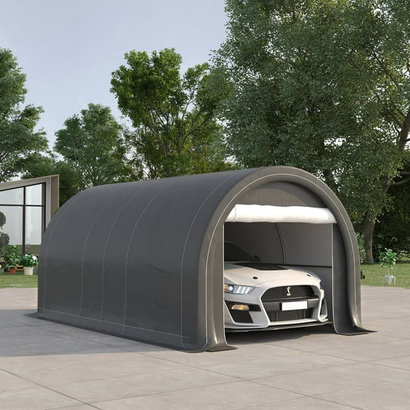 Outsunny 118.00 x 196.75 x 94.50 inches Gray Carport