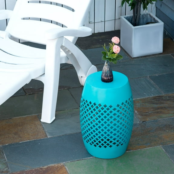 Outsunny 12.5" Outdoor Garden Accent Table, Blue