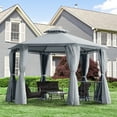 thumbnail image 1 of Outsunny 12.80 ft x 12.80 ft Screened Gazebo, Waterproof, UV Resistant, 1 of 9