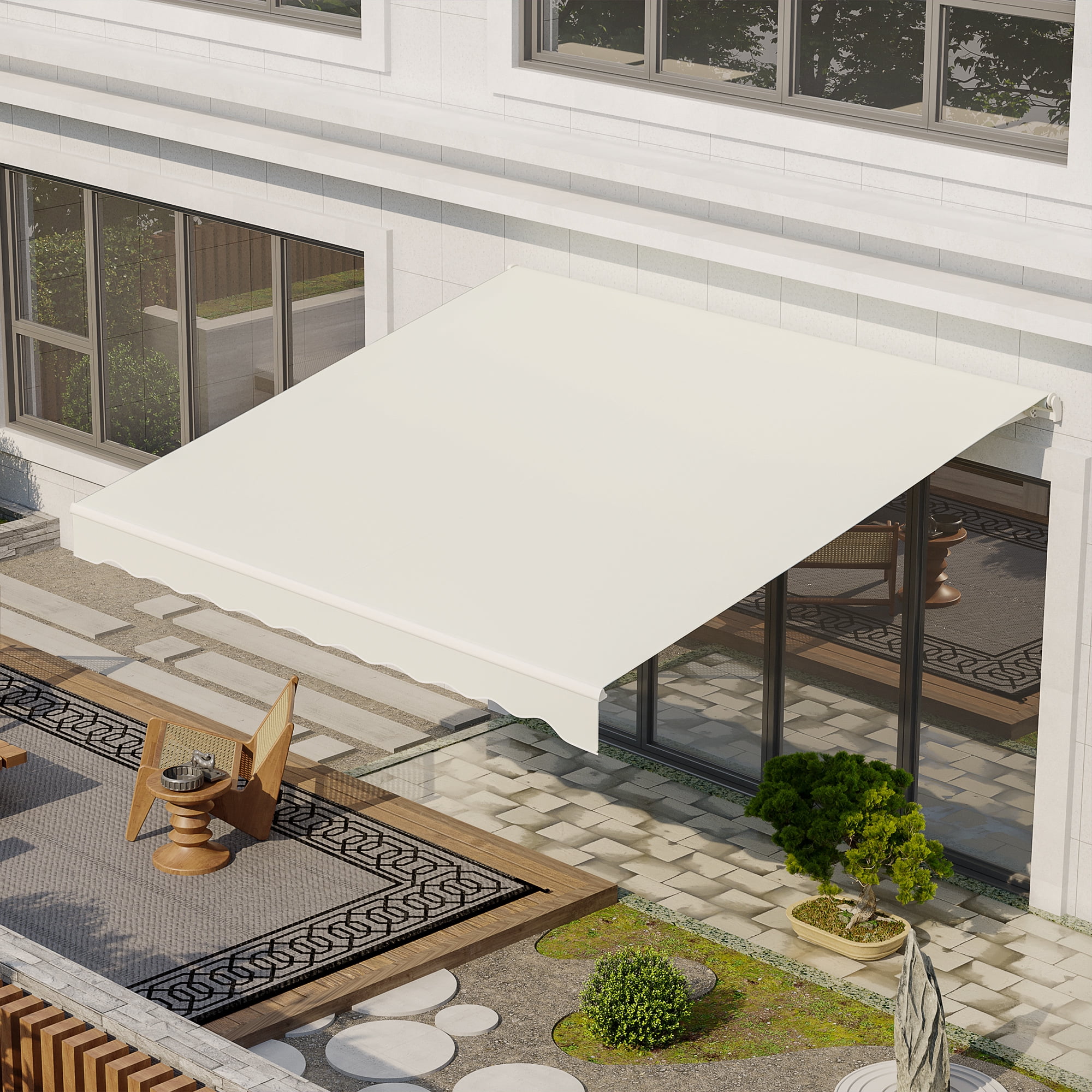 Outsunny Motorized Metal Patio Awning, 12' x 10', Electric Retractable ...