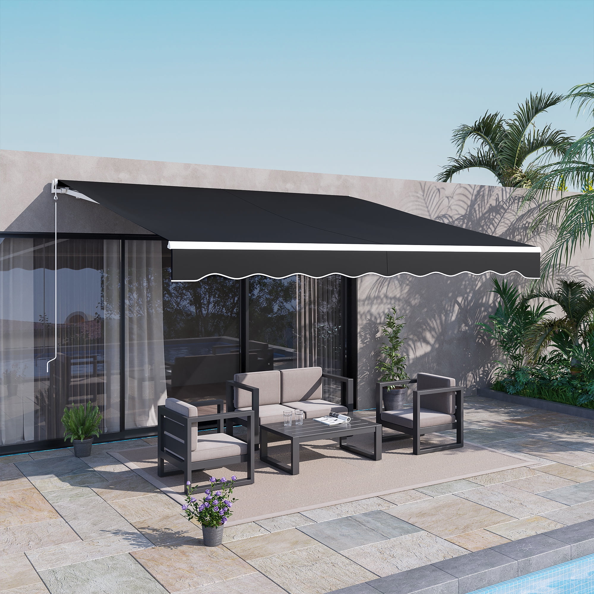 Outsunny 12' x 10' Electric Retractable Patio Awning with Steel Frame ...