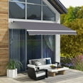 thumbnail image 1 of Outsunny 12' x 10' Manual Retractable Awning Outdoor Sunshade Shelter for Patio, Balcony, Yard, with Adjustable & Versatile Design, Charcoal Gray, 1 of 9
