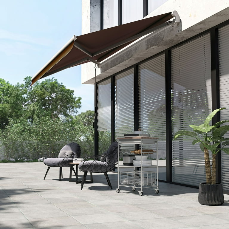 Outsunny 12'x10' Retractable Patio Awning, UV & Water Outsunny 12'x10' Retractable Patio Awning, UV & Water