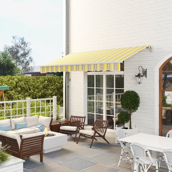 Outsunny, 12' x 10' Retractable Awning Patio Awnings, UV & Water-Resistant Fabric