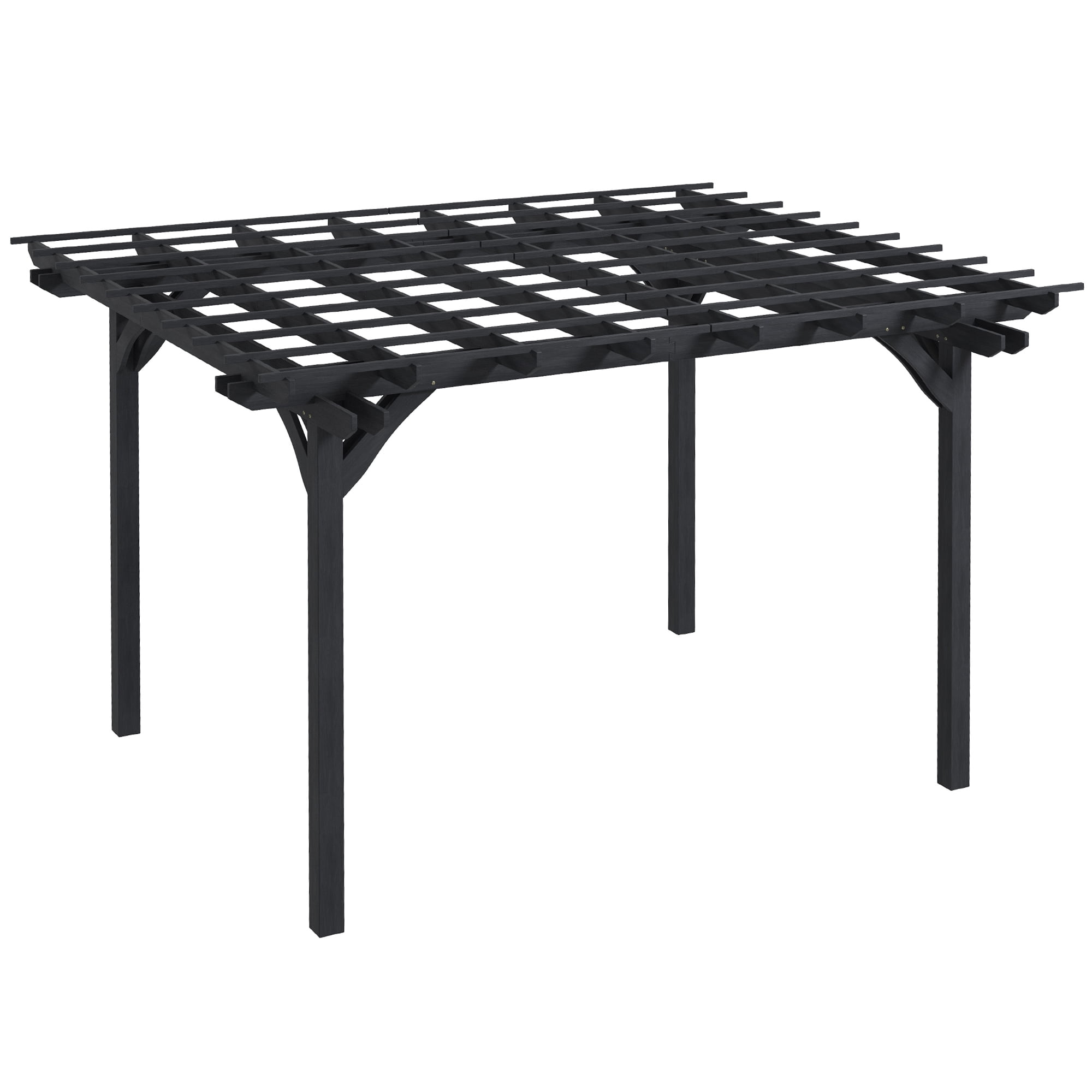Outsunny 12' x 10' Wooden Pergola, Outdoor Gazebo, Gray - Walmart.com