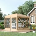 thumbnail image 1 of Outsunny 12' x 12' Hexagon Screen House, Pop Up Tent Portable Gazebo Canopy Shelter with Mesh Netting Walls, Carry Bag and Shaded Interior, Beige, 1 of 9