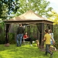 thumbnail image 1 of Outsunny 12 x 12 ft. Pop Up Canopy Tent with Mesh Netting, Height Adjustable, UPF50+ Instant Sun Shelter, Beige, 1 of 9